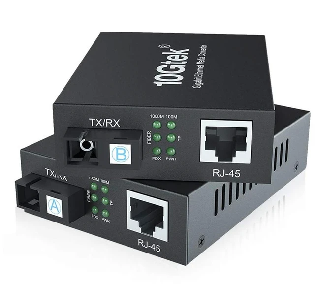 Main image of a Pair of Gigabit Bidi Fiber to Ethernet Media Converter, SingleMode Single SC Fiber to Ethernet RJ45 Converter for 10/100/1000Base-Tx to 1000Base-EX, UL Certified, 1310-nm, up to 40-km