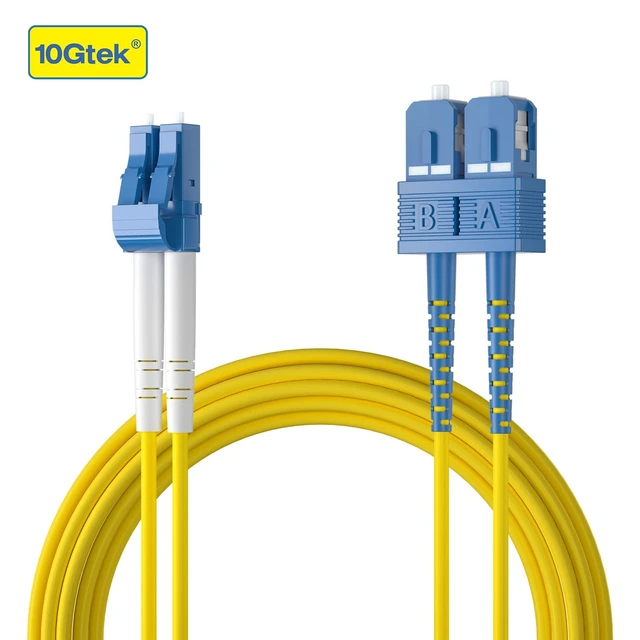 Alt view image 3 of 7 - Fiber Patch Cable - LC to SC OS2 1G/10G Singlemode Jumper Duplex 9/125 LSZH Fiber Optic Cord, Yellow, 10-Meter(32.8-ft)