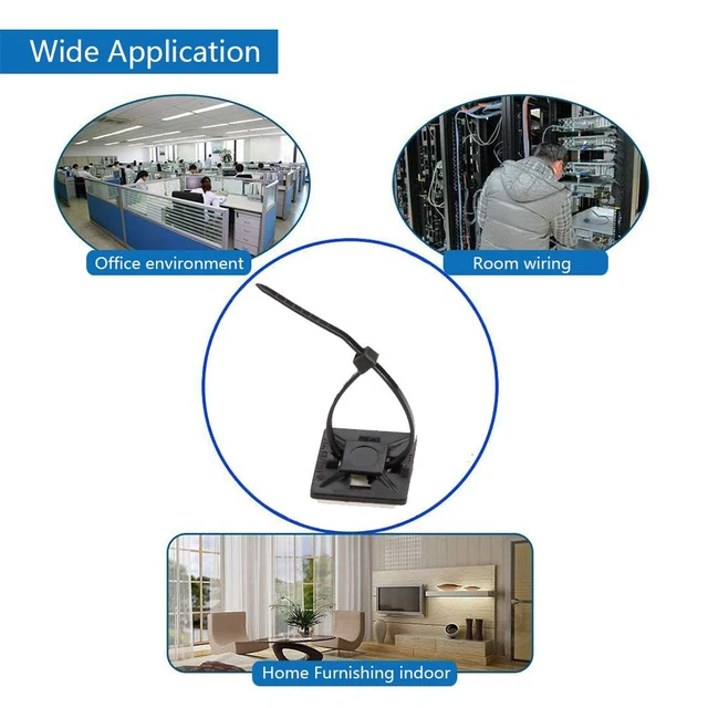 Alt view image 7 of 7 - Self Adhesive Cable Tie Mounts - 3M Strongly Adhesive-Backed Zip Tie Base Holders for Home, Office Cable Wire Management(21mm x 21mm, Black, 100pack)
