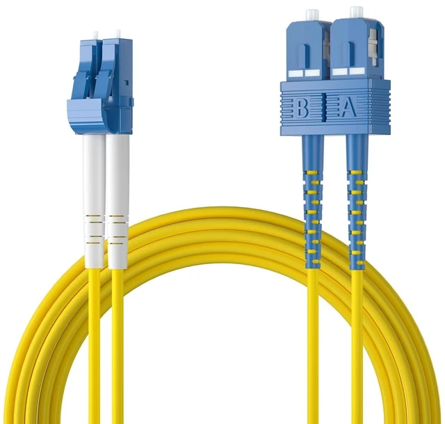 Main image of Fiber Patch Cable - LC to SC OS2 1G/10G Singlemode Jumper Duplex 9/125 LSZH Fiber Optic Cord, Yellow, 3-Meter(9.8-ft)