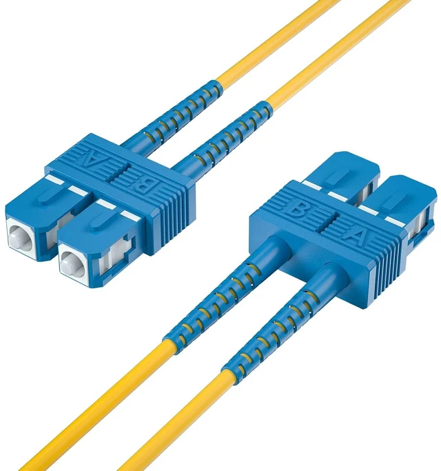 Main image of Fiber Patch Cable - SC to SC OS2 10Gb/Gigabit Singlemode Jumper Duplex 9/125 LSZH Fiber Optic Cord, Yellow, 2.5-Meter(8.2-ft)