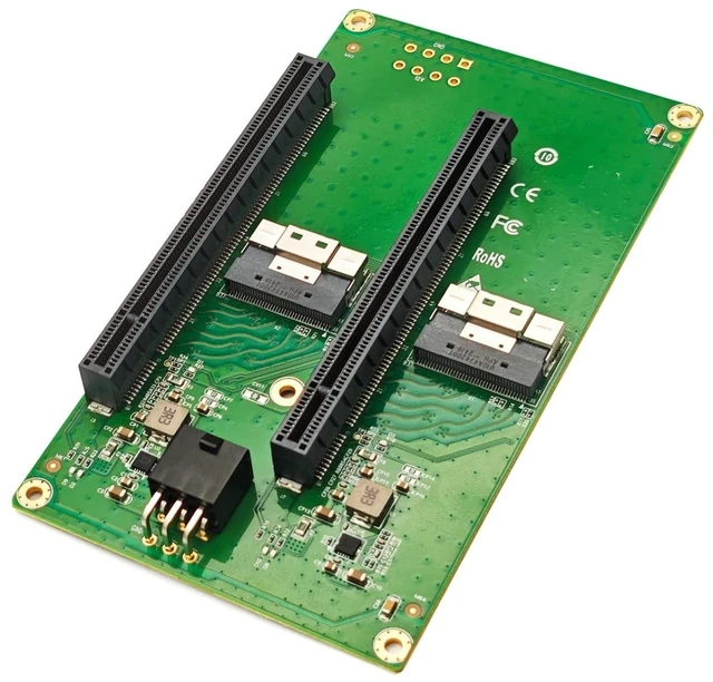 Main image of Dual SFF-8654 8i to (2X) PCIe 4.0 X8 Female Adapter, Requires Motherboard BIOS Support for Bifurcation