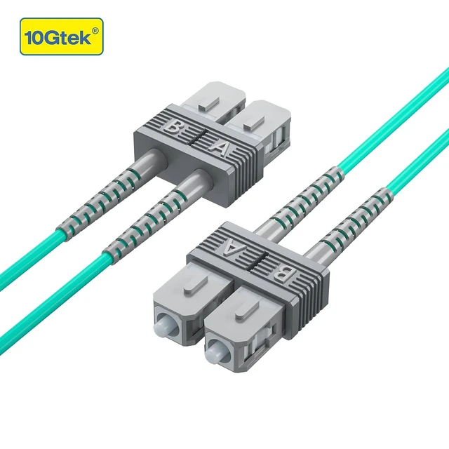 Alt view image 4 of 6 - Fiber Patch Cable - SC to SC OM3 10Gb/Gigabit Multi-Mode Jumper Duplex 50/125m LSZH Fiber Optic Cord, Aqua, 1-Meter(3.3ft)