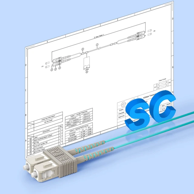 Alt view image 6 of 6 - Fiber Patch Cable - SC to SC OM3 10Gb/Gigabit Multi-Mode Jumper Duplex 50/125m LSZH Fiber Optic Cord, Aqua, 2-Meter(6.6ft)
