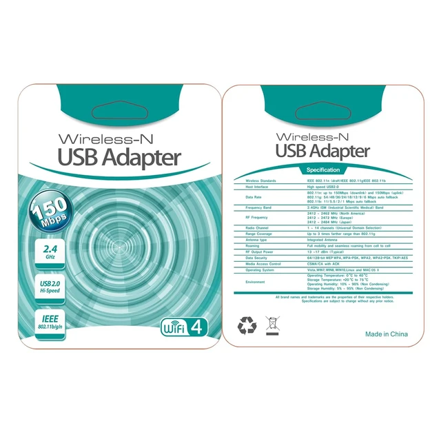 Alt view image 6 of 7 - 150Mbps Free Driver Wireless USB WiFi Adapter, Single Band 2.4GHz