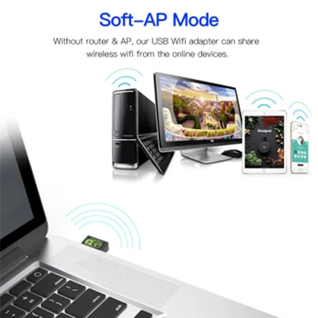 Alt view image 5 of 7 - 150Mbps Free Driver Wireless USB WiFi Adapter, Single Band 2.4GHz