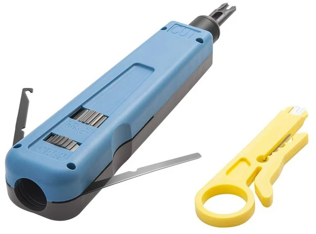 Main image of Punch Down Tool with 110/88 Blade & Network Wire Stripper, Multifunction Hook Tool for Telephone Impact Terminal Insertion and cat6a/cat6/cat5e/cat5 Cable