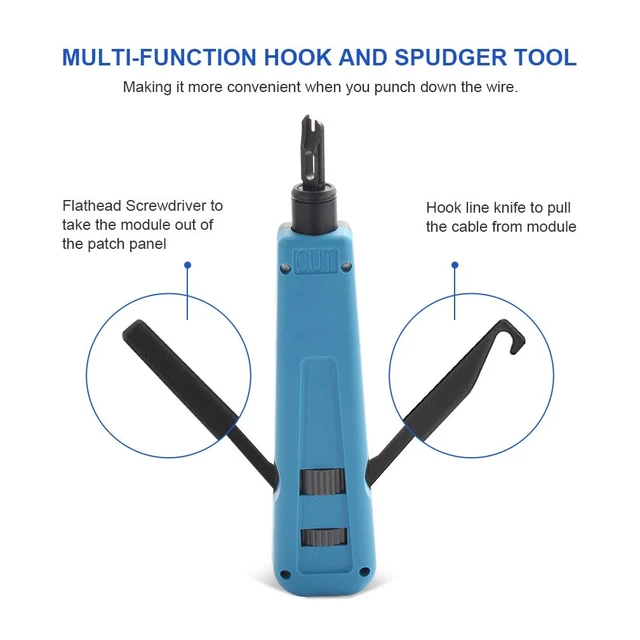 Alt view image 4 of 7 - Punch Down Tool with 110/88 Blade & Network Wire Stripper, Multifunction Hook Tool for Telephone Impact Terminal Insertion and cat6a/cat6/cat5e/cat5 Cable
