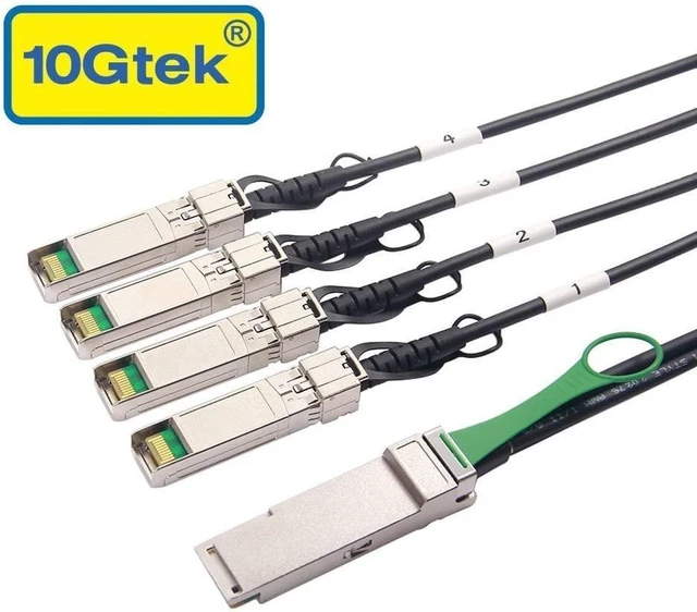 Alt view image 2 of 7 - 40G QSFP+ to 4xSFP+ Breakout DAC - 40GBASE-CR4 Passive Direct Attach Copper Twinax QSFP to SFP Cable for Juniper QFX-QSFP-DACBO-5M Devices, 5-Meter(6.5ft)