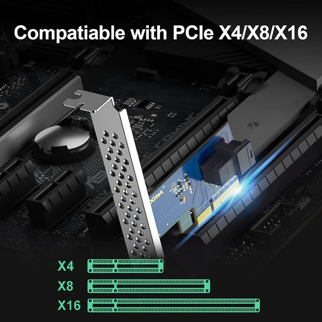 Alt view image 2 of 4 - U.2 NVMe SSD Adapter Card, PCIe 3.0 x4 to SFF-8643 (1-Port), Multi-OS Support for Windows, Linux, VMware, Ubuntu