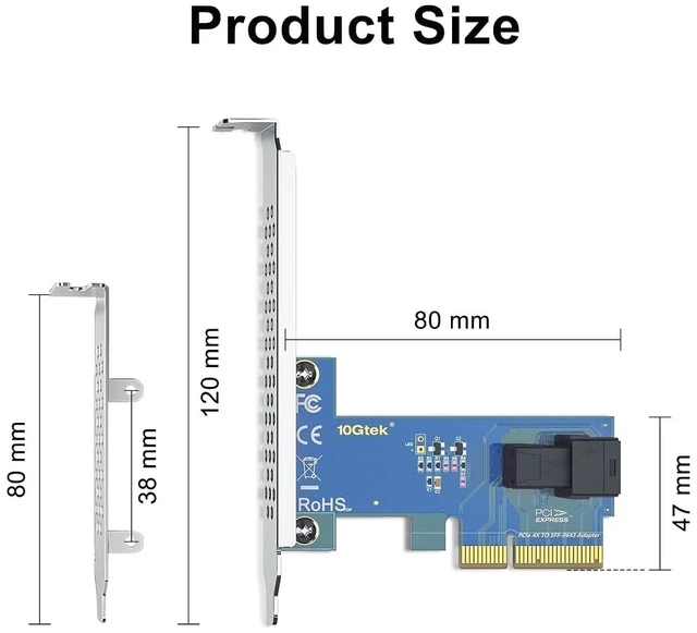 Alt view image 3 of 4 - U.2 NVMe SSD Adapter Card, PCIe 3.0 x4 to SFF-8643 (1-Port), Multi-OS Support for Windows, Linux, VMware, Ubuntu