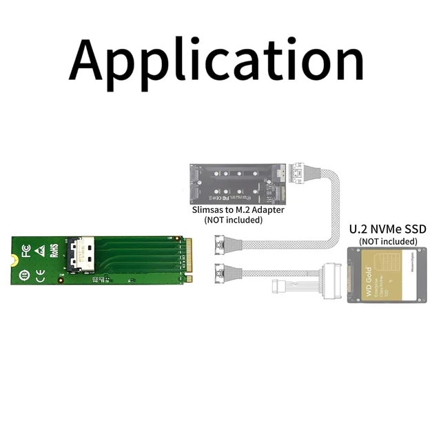 Alt view image 5 of 7 - M.2 M-Key to MCIO 4i Adapter + MCIO 4i to U.2 Cable