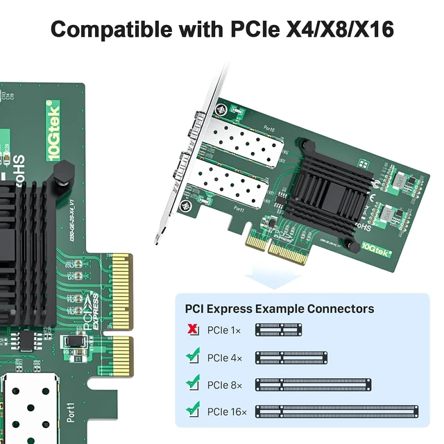 Alt view image 2 of 4 - 1000Mbps Gigabit Ethernet PCI Express NIC Network Card with Intel I350AM2 Chip Ethernet Server Converged Network Adapter I350-F2, PCIE 2.1 x4, Dual SFP Ports, Compare to Intel I350-F2