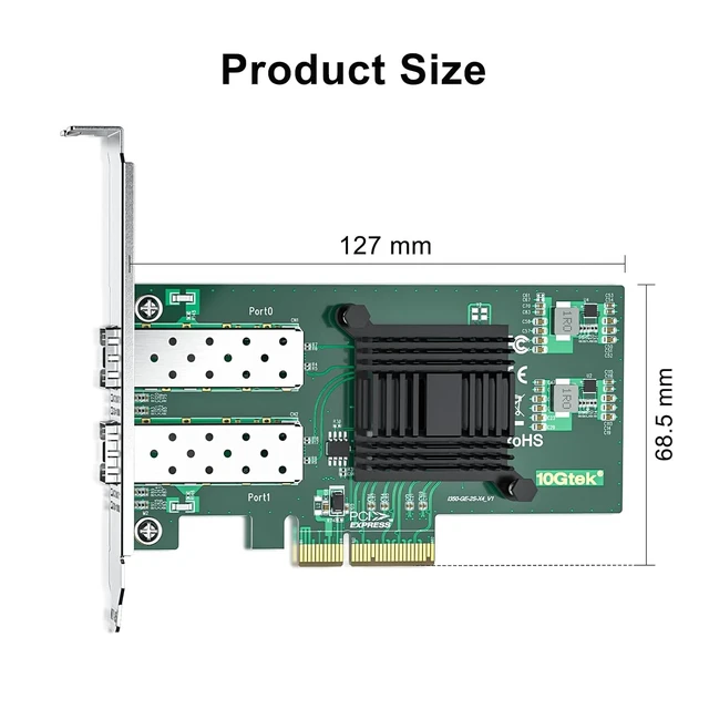 Alt view image 3 of 4 - 1000Mbps Gigabit Ethernet PCI Express NIC Network Card with Intel I350AM2 Chip Ethernet Server Converged Network Adapter I350-F2, PCIE 2.1 x4, Dual SFP Ports, Compare to Intel I350-F2