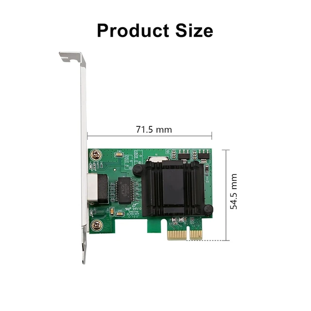 Alt view image 4 of 7 - 1G Gigabit Desktop PCI-e Network Adapter (NIC) with Intel 82574L Chip, 100/1000Mbps Ethernet Network Card, Single Copper RJ45 Port, PCI-e X1, Compare to Intel EXPI9301CT/EXPI9301CTBLK