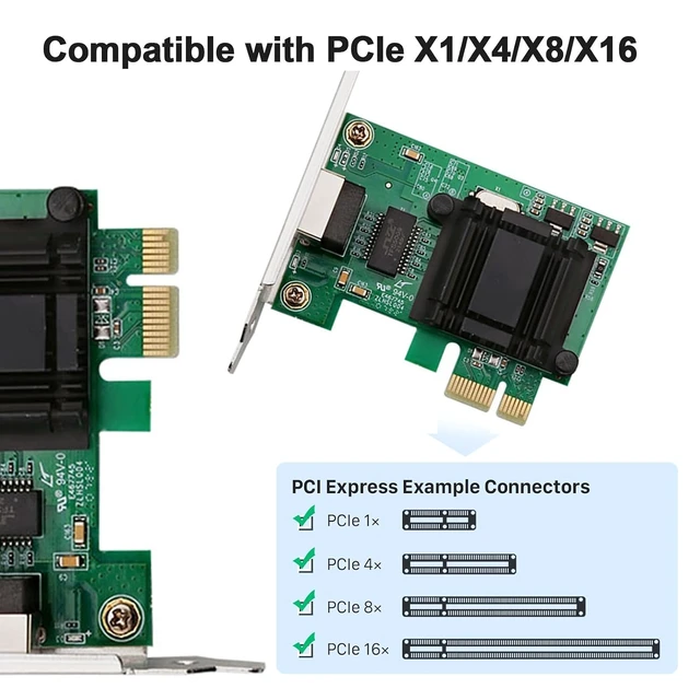 Alt view image 3 of 7 - 1G Gigabit Desktop PCI-e Network Adapter (NIC) with Intel 82574L Chip, 100/1000Mbps Ethernet Network Card, Single Copper RJ45 Port, PCI-e X1, Compare to Intel EXPI9301CT/EXPI9301CTBLK