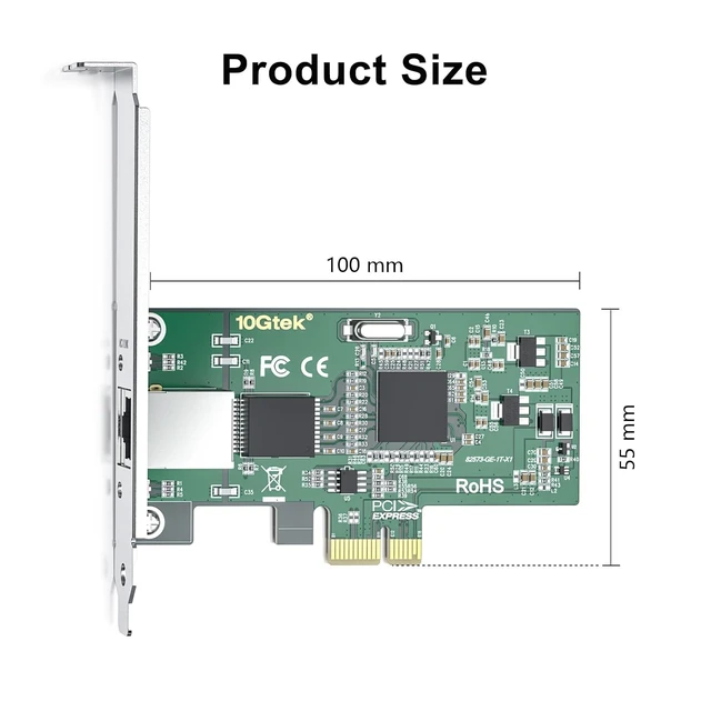 Alt view image 3 of 4 - 100/1000Mbps Gigabit Ethernet PCI Express NIC Network Card with Intel(R) 82573 Controller, Ethernet Server Converged Network Adapter, Single RJ-45, Support Windows Server/Freebsd/VMware