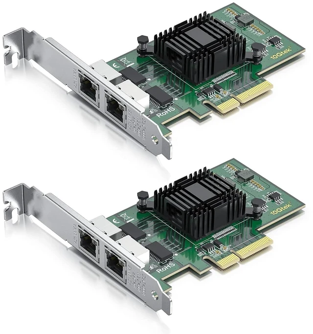 Main image of 1000Mbps Gigabit Ethernet Converged Network Adapter (NIC) with Intel I350AM2 Controller, Ethernet PCI Express Network Card, Dual Copper RJ45 Ports, PCIE 2.0 X4, Compare to Intel I350-T2, 2-Pack
