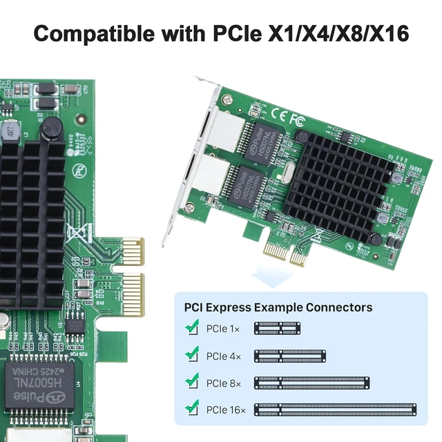 Alt view image 3 of 5 - Gigabit Ethernet PCIe RJ45 Network Adapter, Compare to Intel E1G42ET