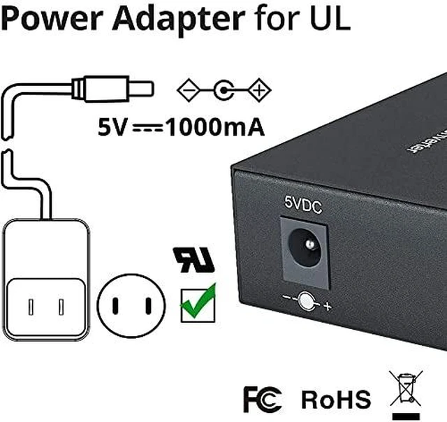 Alt view image 5 of 5 - 8-Port Fast Ethernet Switch, with 1 Port Fiber (Dual SC-20 km), Unmanaged