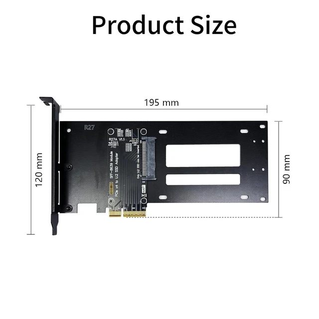 Alt view image 5 of 5 - PCIe5.0 X4 to U.2 (SFF-8639) Adapter, for U.2 NVMe SSD, Applicable to Windows Server/Windows/Linux/Freebsd/Centos/Ubuntu System