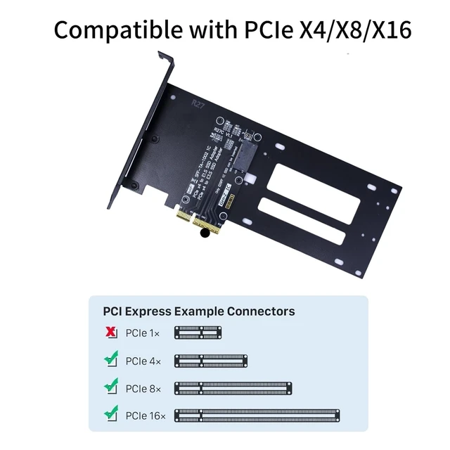 Alt view image 4 of 5 - PCIe5.0 X4 to U.2 (SFF-8639) Adapter, for U.2 NVMe SSD, Applicable to Windows Server/Windows/Linux/Freebsd/Centos/Ubuntu System