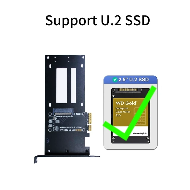 Alt view image 2 of 5 - PCIe5.0 X4 to U.2 (SFF-8639) Adapter, for U.2 NVMe SSD, Applicable to Windows Server/Windows/Linux/Freebsd/Centos/Ubuntu System