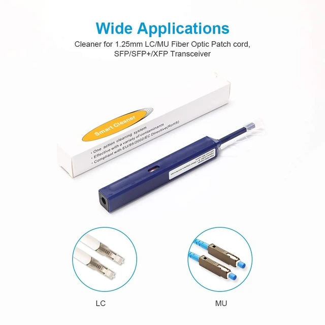 Alt view image 6 of 7 - Fiber Optic connectors Cleaner Pen, FTTH Fiber Optic Connector Clean Swabs & Endface Fiber Optic Cleaning Sticks Wipes Tools for 1.25mm LC/MU UPC/APC Ferrules Push Type, 800+ Single Click