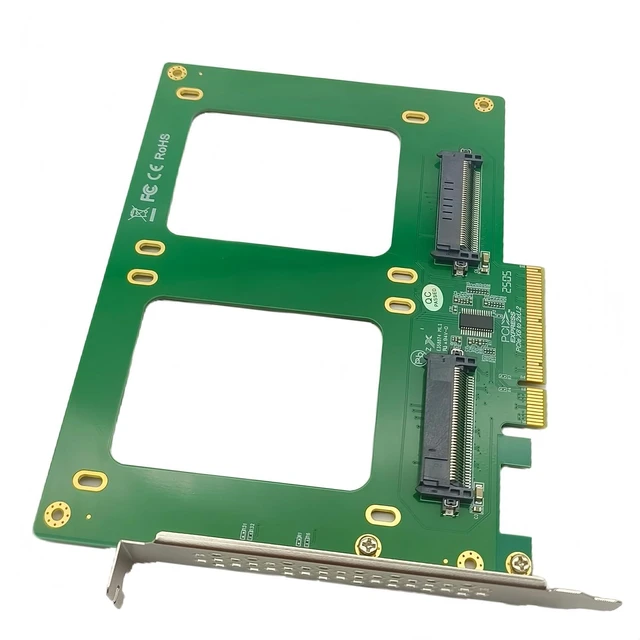 Main image of Dual U.2 NVMe SSD Adapter Card, PCIe 3.0 x8 to SFF-8639, Full-Height Bracket, for Server/NAS/Desktop Storage Expansion