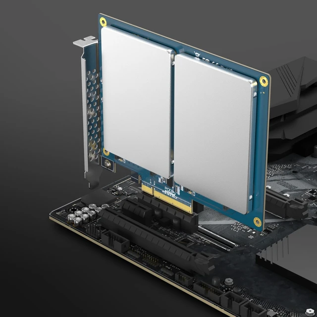 Alt view image 2 of 6 - PCIe 3.0 x8 to Dual U.2 NVMe SSD Adapter Card, SFF-8639 Interface with Full-Height Bracket for Server/NAS/Desktop Storage