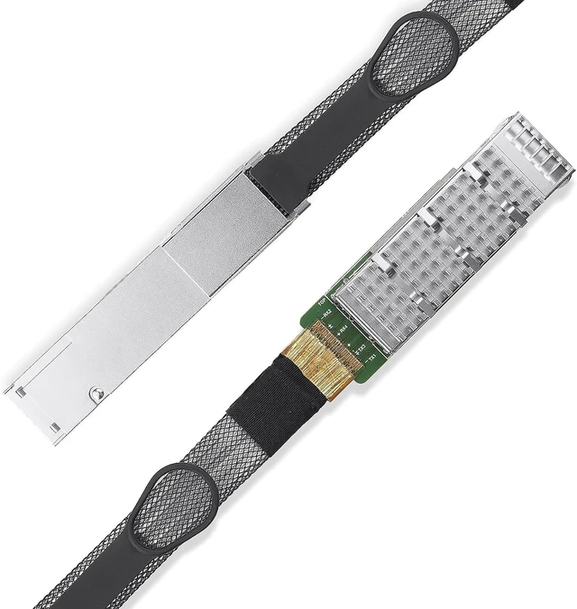 Alt view image 4 of 7 - 100G QSFP28 to QSFP28 Extender Cage with EEPROM on Extender Side, 3M Flat Cable in Nylon Jacket, 30AWG, 10cm