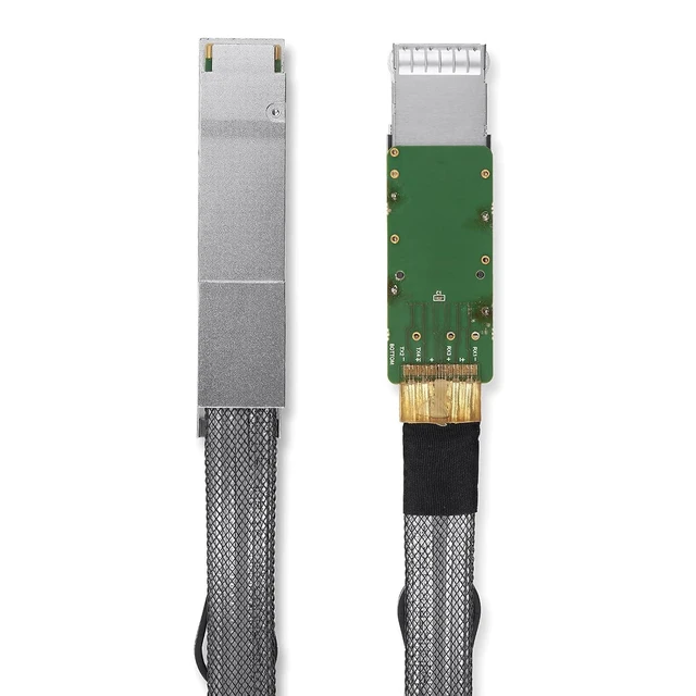 Alt view image 6 of 7 - 100G QSFP28 to QSFP28 Extender Cage with EEPROM on Extender Side, 3M Flat Cable in Nylon Jacket, 30AWG, 30cm