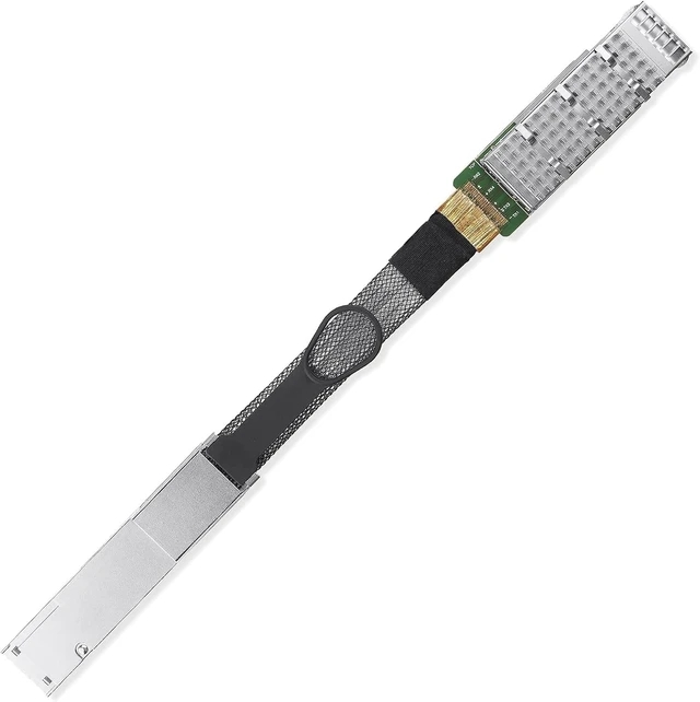 Alt view image 7 of 7 - 100G QSFP28 to QSFP28 Extender Cage with EEPROM on Extender Side, 3M Flat Cable in Nylon Jacket, 30AWG, 10cm