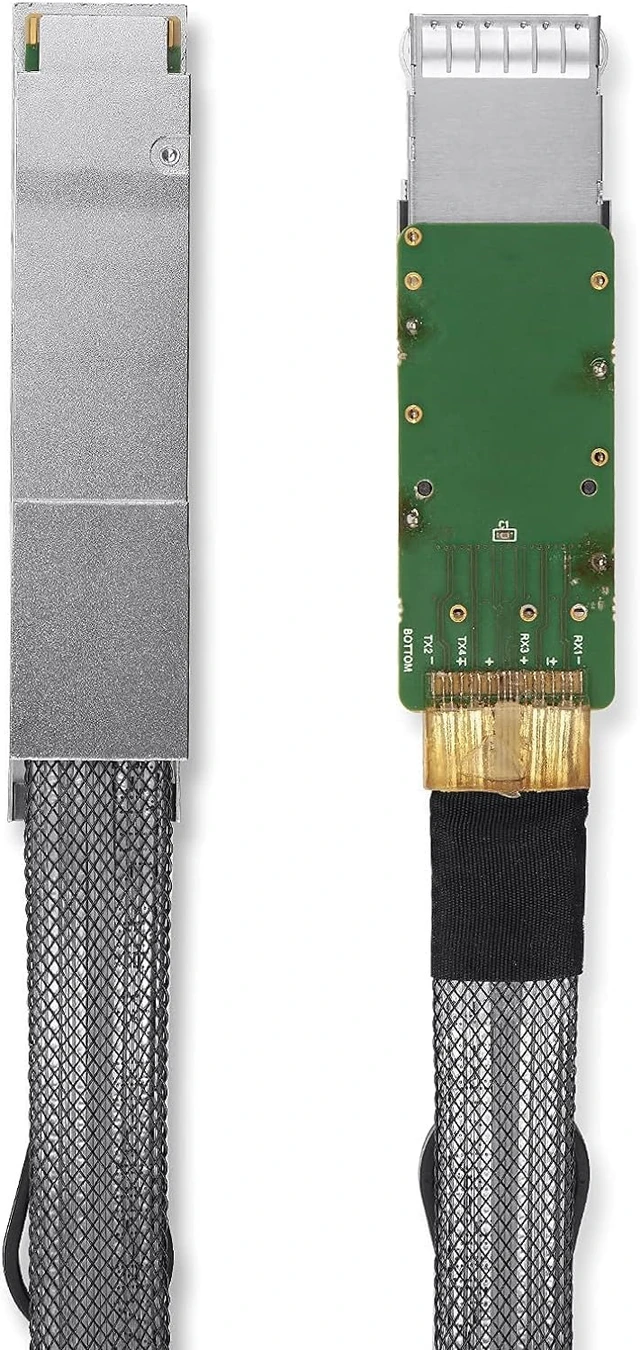 Alt view image 6 of 7 - 100G QSFP28 to QSFP28 Extender Cage with EEPROM on Extender Side, 3M Flat Cable in Nylon Jacket, 30AWG, 10cm