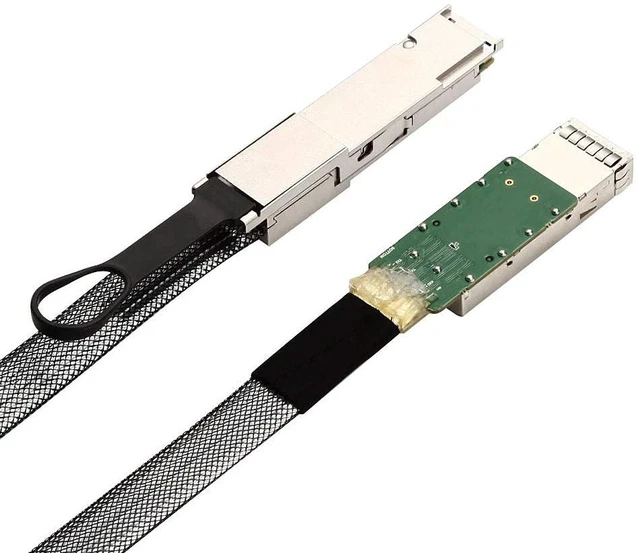 Alt view image 5 of 5 - 40G QSFP+ to QSFP+ Extender Cage with EEPROM on Extender Side, 3M Flat Cable in Nylon Jacket, 30AWG, 10cm