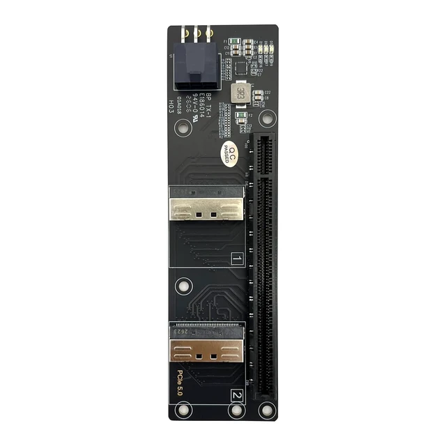 Alt view image 5 of 7 - Dual MCIO (74pin) to PCIe x16 Female Adapter, PCIe 5.0 Gen5 GPU Expansion Card, Supports High-Bandwidth GPUs & Accelerators for Workstations/Servers