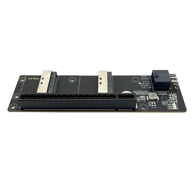 Alt view image 6 of 7 - Dual MCIO (74pin) to PCIe x16 Female Adapter, PCIe 5.0 Gen5 GPU Expansion Card, Supports High-Bandwidth GPUs & Accelerators for Workstations/Servers