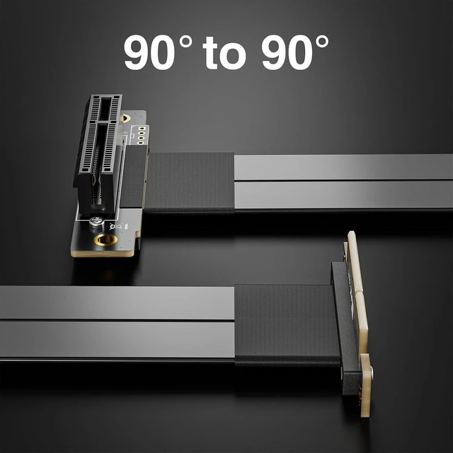 Alt view image 7 of 7 - PCIe 3.0 x4 Riser Cable, Male 90° to Female 90° PCIe Extender Jumper GPU/SSD/Server, 25cm/0.82ft