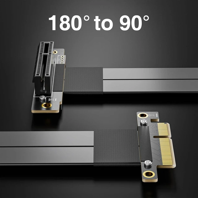 Alt view image 7 of 7 - PCIe 3.0 x4 Riser Cable, Male Straight to Female 90° PCIe Extender Jumper for GPU/SSD/Server, 25cm/0.82ft