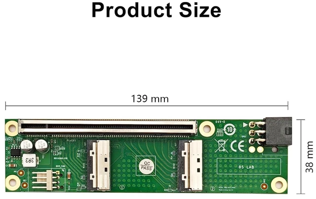 Alt view image 4 of 4 - Dual MCIO to PCIe 5.0 Female Adapter, Requires Motherboard BIOS Support for Bifurcation