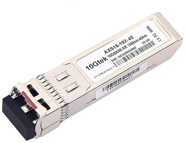 Alt view image 2 of 7 - 1 Pack of 10GBase-ER SFP+ Transceiver, Compatible with 10GBase-ER, up to 80 km and 1 Pack of 1M Fiber Patch Cable