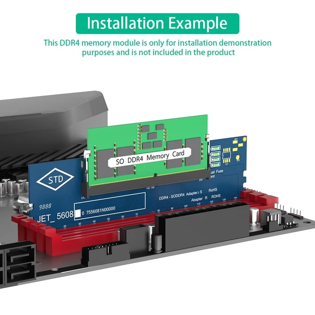 Alt view image 6 of 6 - Laptop DDR4 RAM to Desktop Adapter Card, SO DIMM DDR4 Converter for Destktop Memory Tester