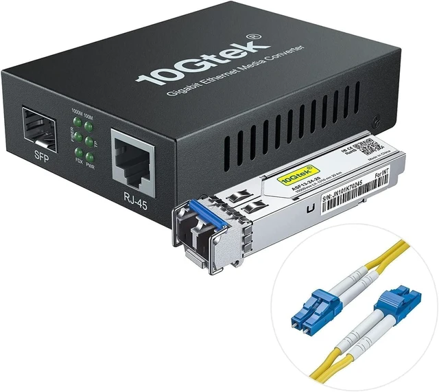 Main image of 1 Pack of 1.25G Media Converter(kit #2) with a SFP Module and 1 Pack of OS2 LC to LC 30M Fiber Patch Cable