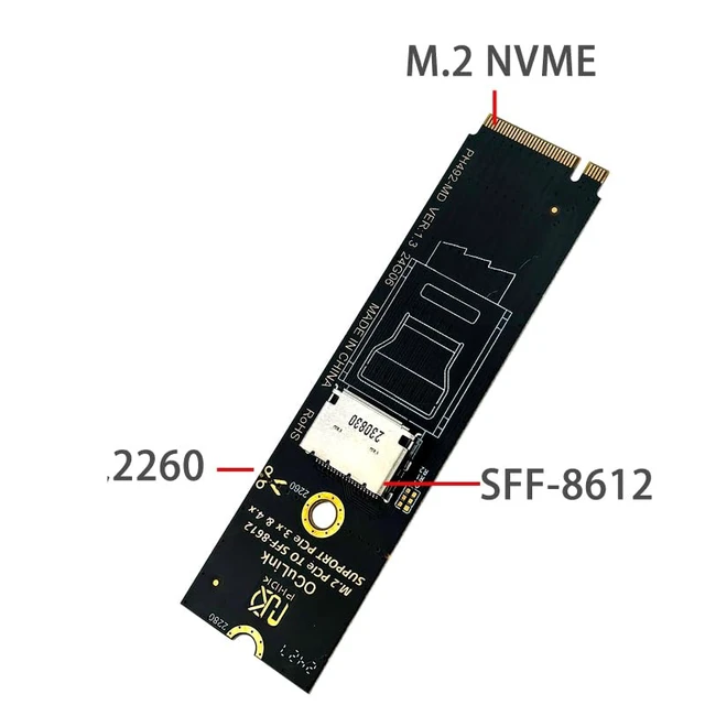 Alt view image 4 of 6 - Oculink SFF-8611/8612 to M.2 NVMe M-Key Interface Adapter Card (360 Degree)