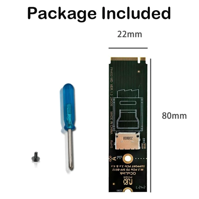 Alt view image 5 of 6 - Oculink SFF-8611/8612 to M.2 NVMe M-Key Interface Adapter Card (360 Degree)