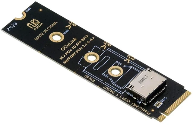 Alt view image 2 of 4 - Oculink SFF-8611/8612 to M.2 NVMe M-Key Interface Adapter Card (180 Degree)