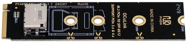 Alt view image 3 of 4 - Oculink SFF-8611/8612 to M.2 NVMe M-Key Interface Adapter Card (180 Degree)