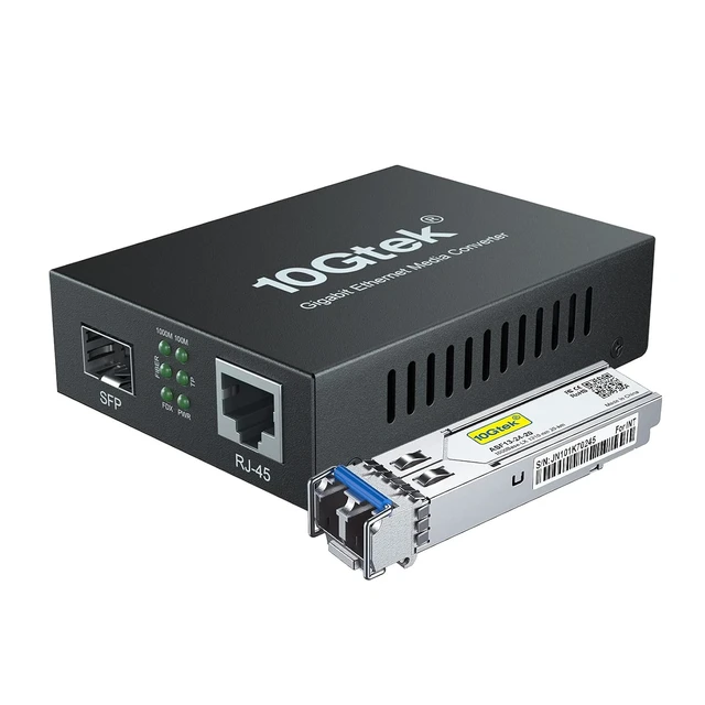 Alt view image 2 of 7 - 1 Pack of 1.25G Media Converter(kit #2) with a SFP Module and 1 Pack of OS2 LC to LC 30M Fiber Patch Cable