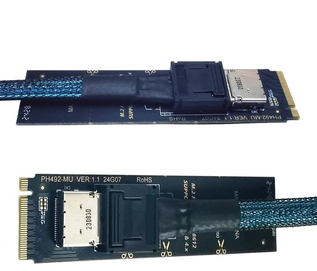 Alt view image 4 of 4 - Oculink SFF-8611/8612 to M.2 NVMe M-Key Interface Adapter Card (180 Degree)
