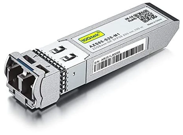 Alt view image 2 of 7 - 1 Pack of 25G SFP28 SFP+ Transceiver, for Dell Force10 GP-25GSFP-1S and 1 Pack of 25G SFP28 to SFP28 Extender Cage